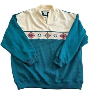 New Vintage Blast women’s pullover sz 1X plus 1/4 zip shirt turquoise lg sleeve